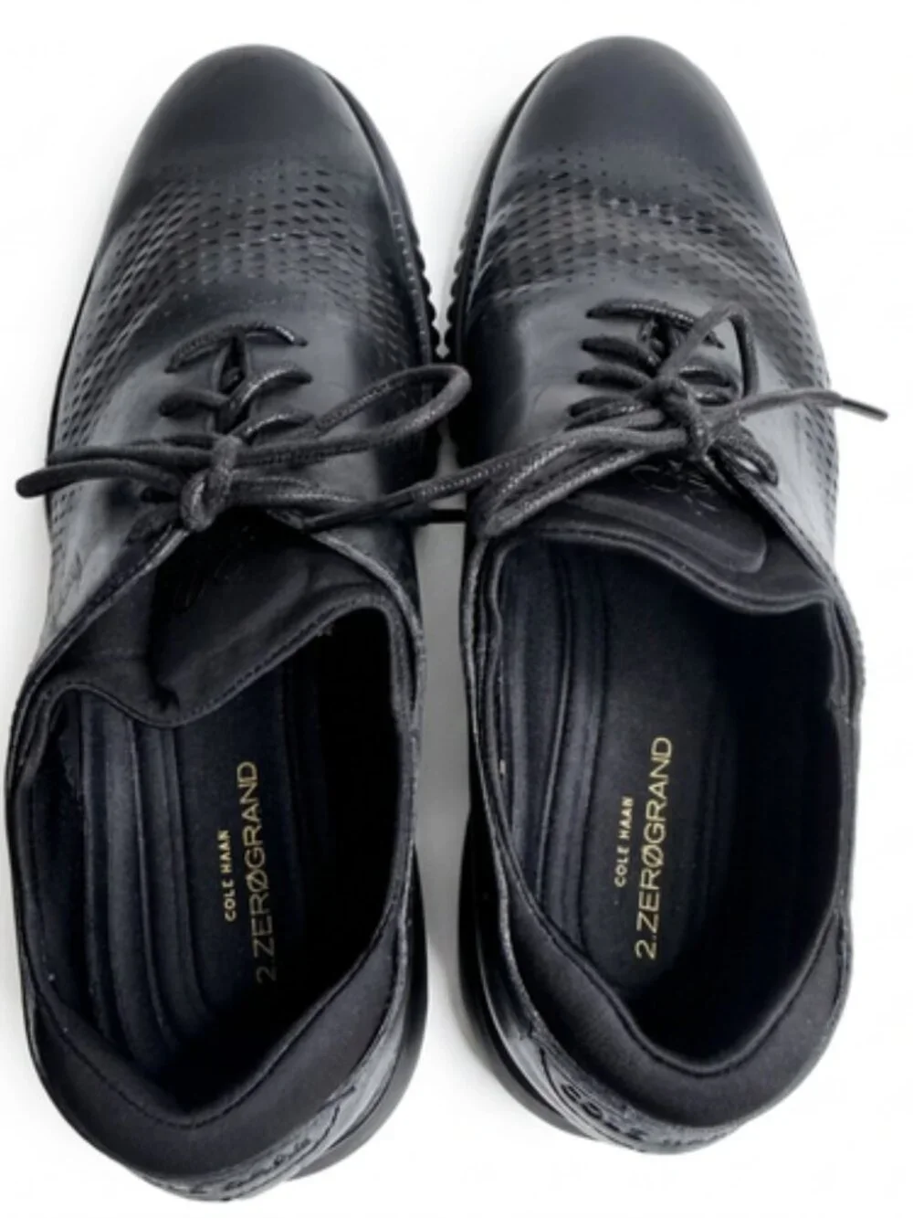Cole Haan Men's 2.ZeroGrand Black Leather Laser Wingtip Oxford Size 8M